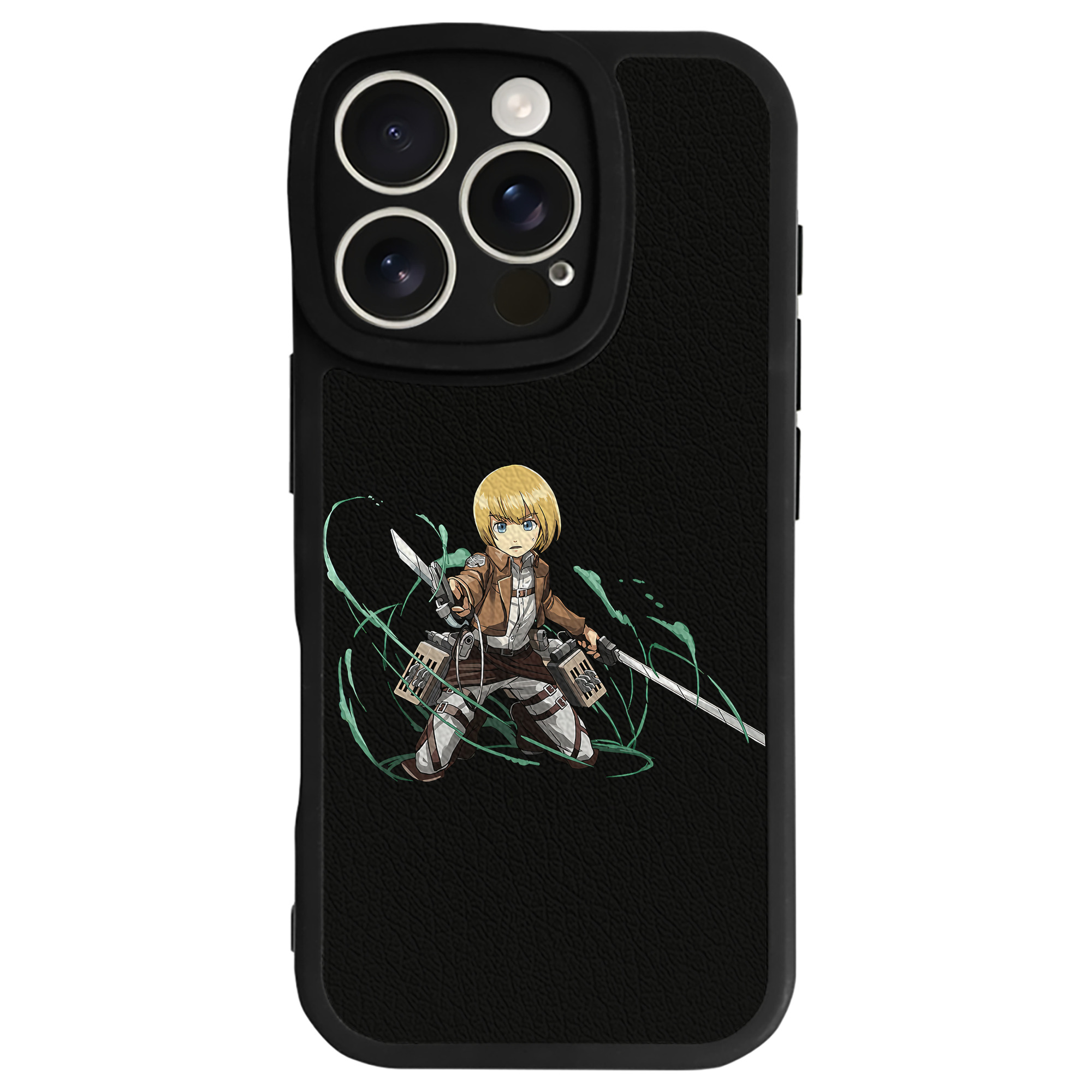 （画像用） 進撃の巨人 アルミン·アルレルト Attack on Titan Armin Arlert 【iPhone 16シリーズ対応】シリコンスマホケース（レザー調） 材質：シリコン